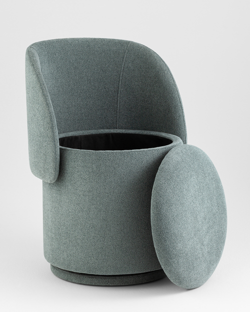 Пуф-трансформер Таунсвилл вращающийся с ящиком букле зеленый