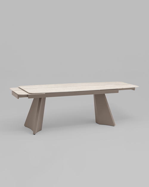 Стол обеденный Eliora 180-260х90 см серый травертин керамика