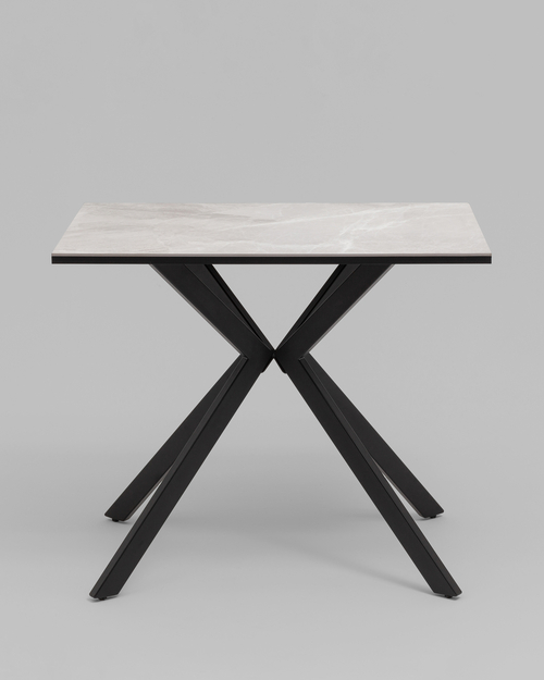 Стол Мармер мини нераскладной 90х60х75 см, столешница IT.MID.GRAY, подстолье металл черный