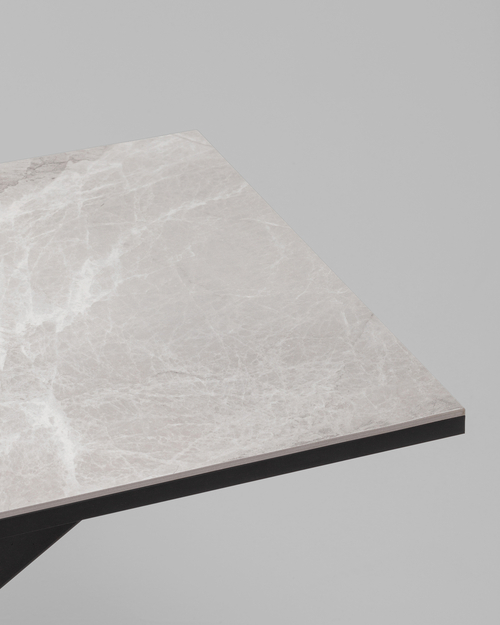 Стол Мармер мини нераскладной 90х60х75 см, столешница IT.MID.GRAY, подстолье металл черный