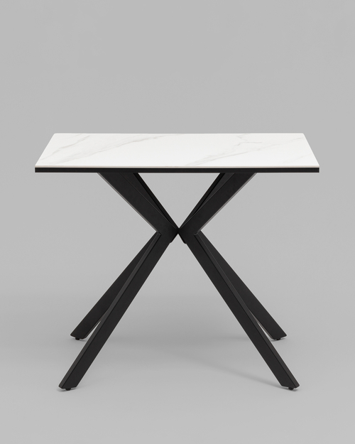 Стол Мармер мини нераскладной 90х60х75 см, столешница SNOW WHITE, подстолье металл черный