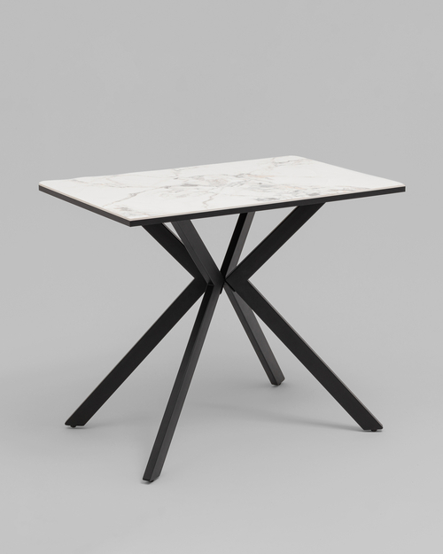 Стол Мармер мини нераскладной 90х60х75 см, GOLD JADE, подстолье металл черный