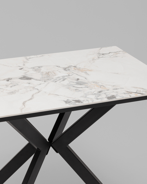 Стол Мармер мини нераскладной 90х60х75 см, GOLD JADE, подстолье металл черный