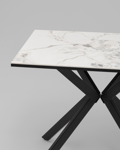 Стол Мармер мини нераскладной 90х60х75 см, GOLD JADE, подстолье металл черный