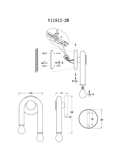 Светильник настенный Moderli V11913-2W Mireil