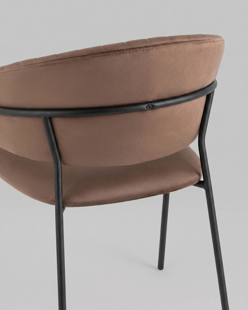 Стул Бруно велюр коричневый опора черный муар