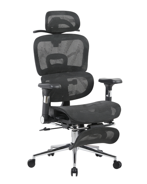 Кресло офисное TopChairs Stich с оттоманкой черный