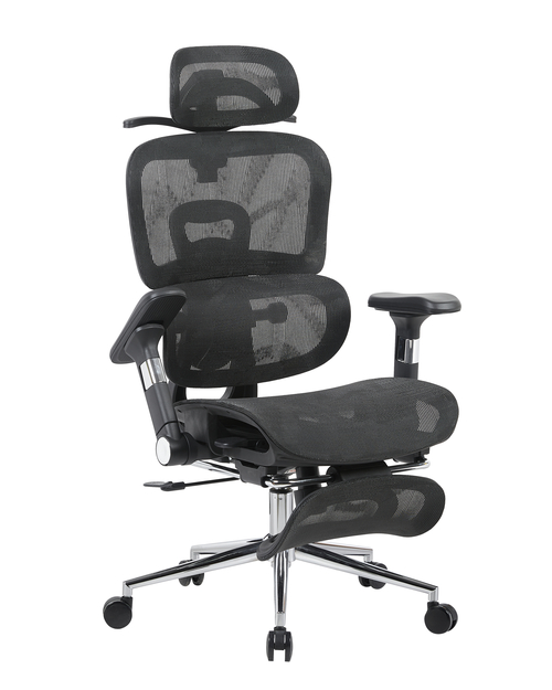 Кресло офисное TopChairs Stich с оттоманкой черный