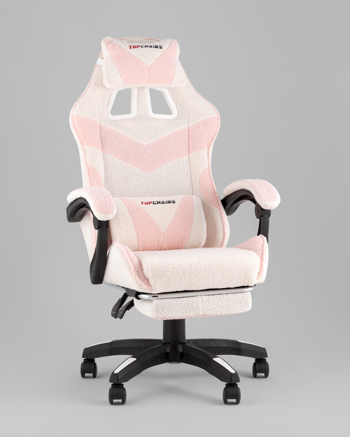 Кресло спортивное TopChairs MG-7019 букле бело-розовый