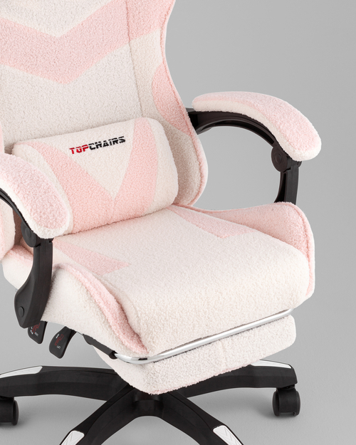 Кресло спортивное TopChairs MG-7019 букле бело-розовый