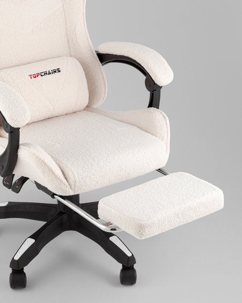 Кресло спортивное TopChairs MG-7019 букле белый