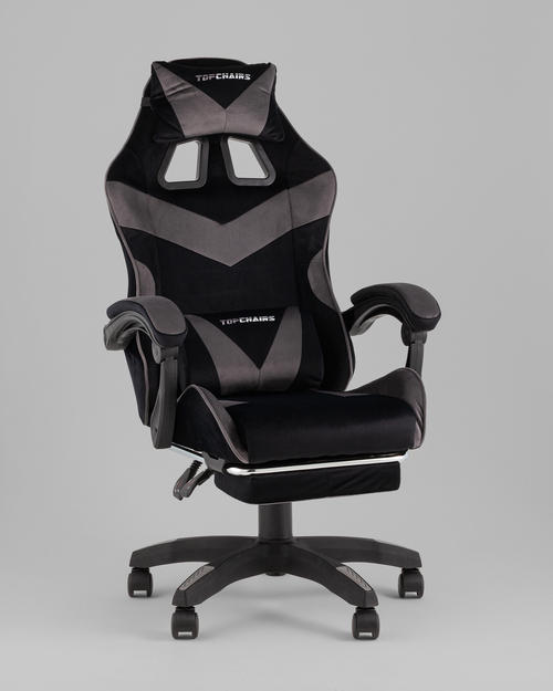 Кресло спортивное TopChairs MG-7019 велюр черно-серый