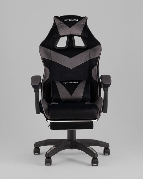 Кресло спортивное TopChairs MG-7019 велюр черно-серый