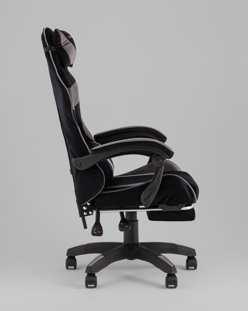 Кресло спортивное TopChairs MG-7019 велюр черно-серый