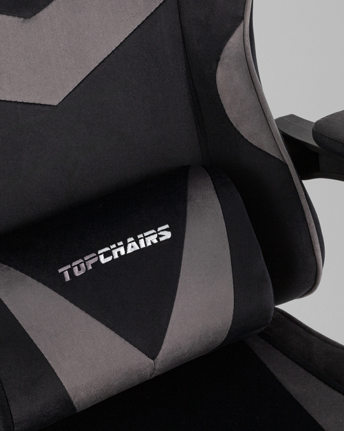 Кресло спортивное TopChairs MG-7019 велюр черно-серый