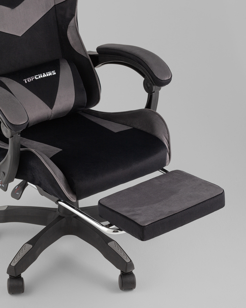 Кресло спортивное TopChairs MG-7019 велюр черно-серый