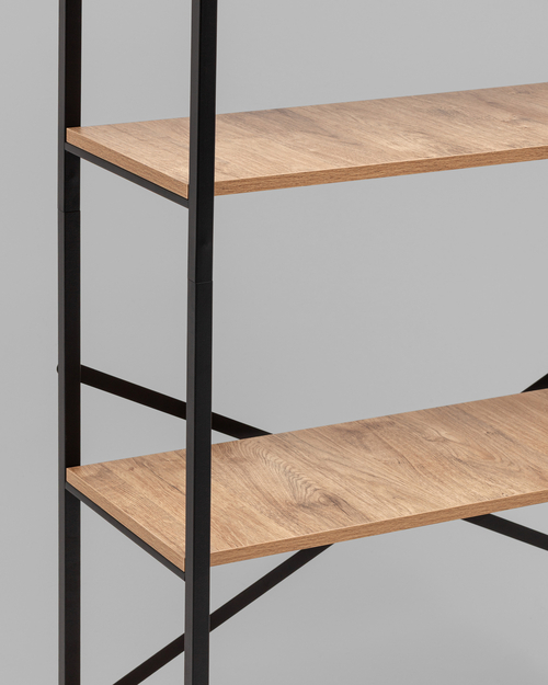 Стеллаж Нордстил-5 196х92х32 см дуб крафт золотой, черный муар