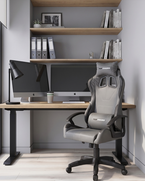 Кресло спортивное TopChairs Wyvern серо-черный