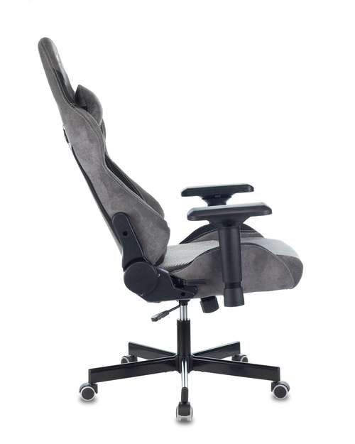 Кресло игровое Бюрократ VIKING 7 KNIGHT Fabric серый Loft ромбик текстиль/эко.кожа с подголов. крест